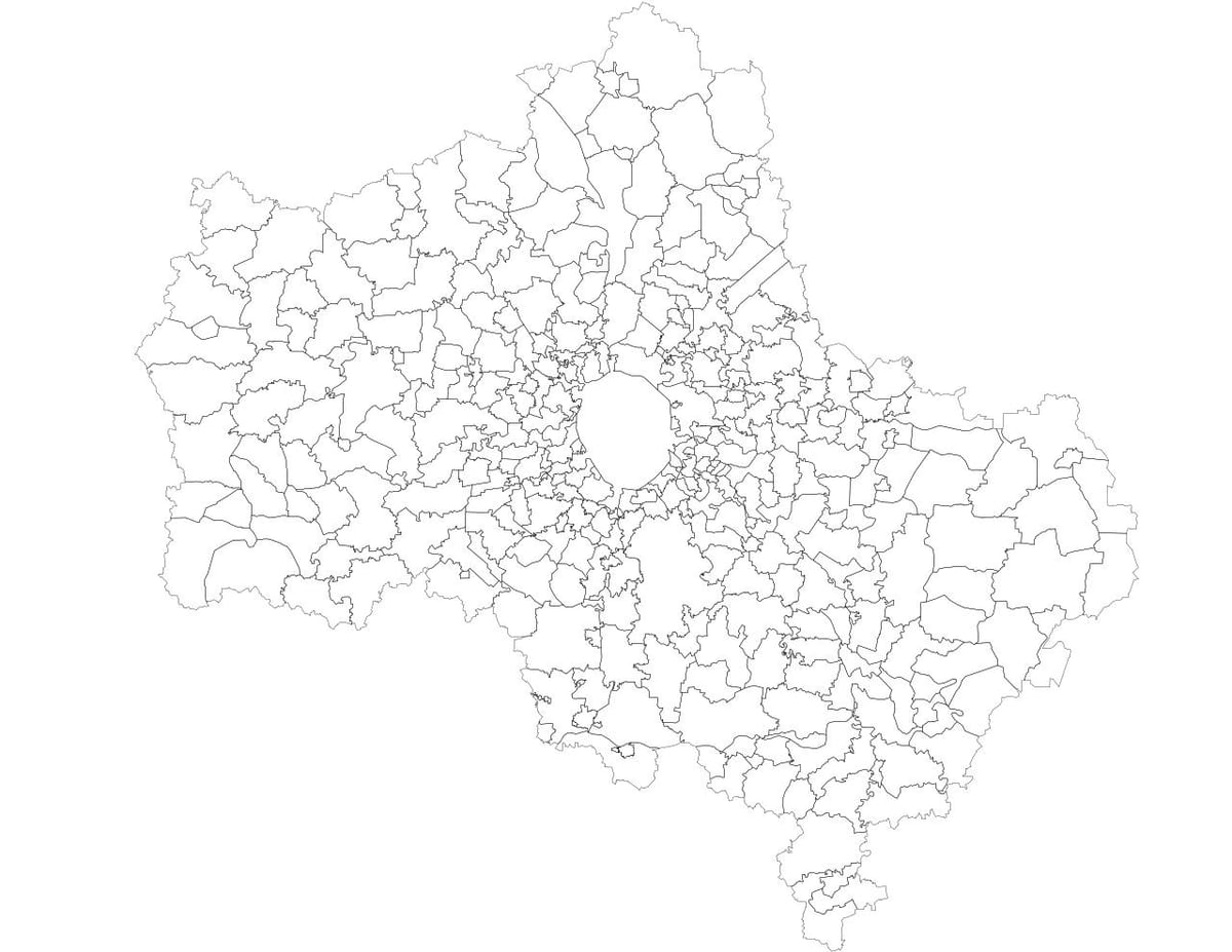Moskva δήμους χάρτης