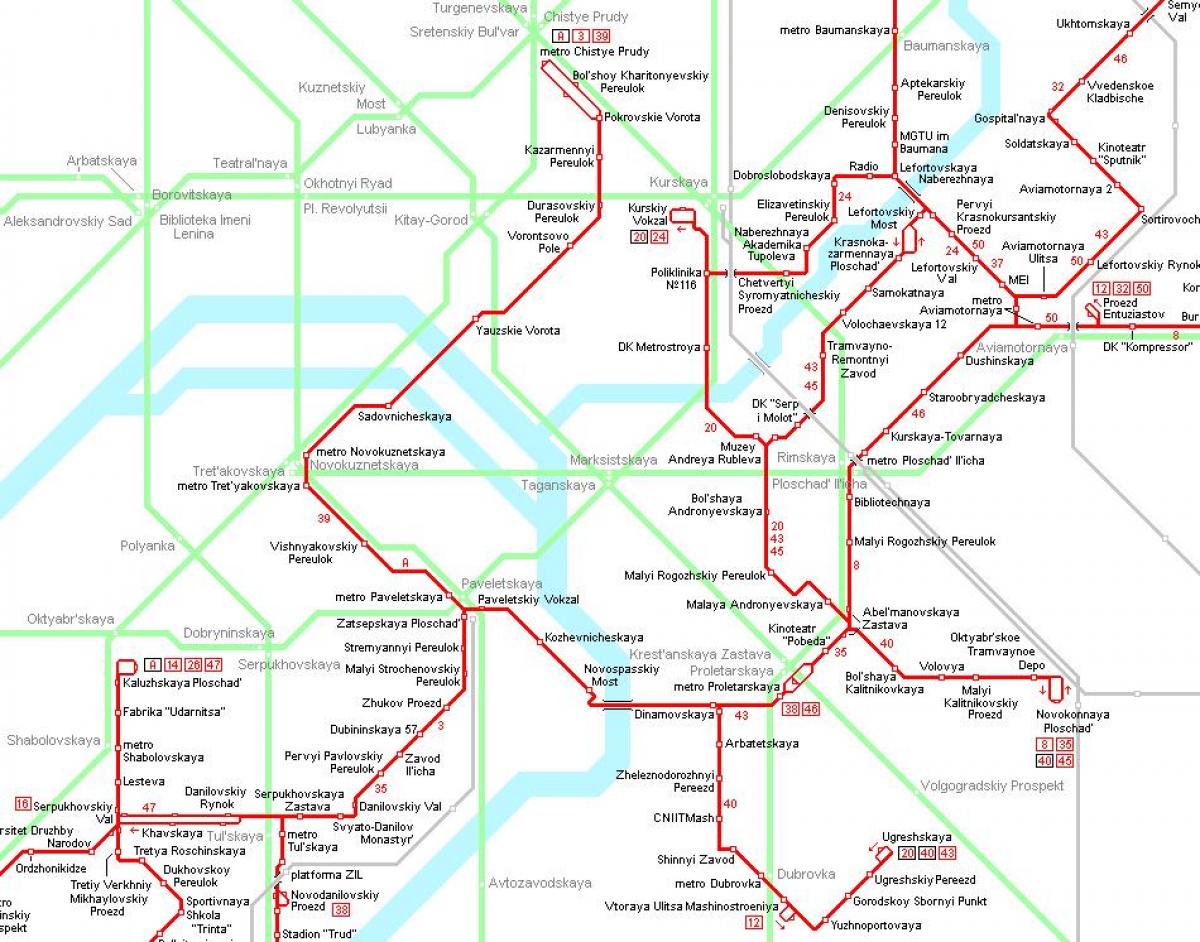 χάρτης της Moskva τραμ