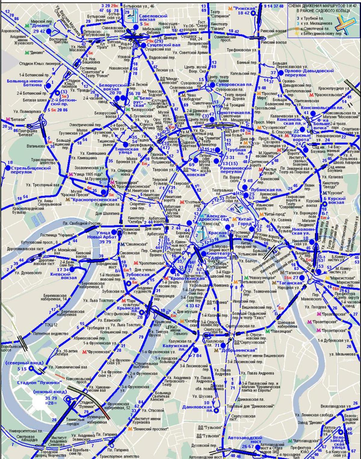 χάρτης της Μόσχας τρόλεϊ