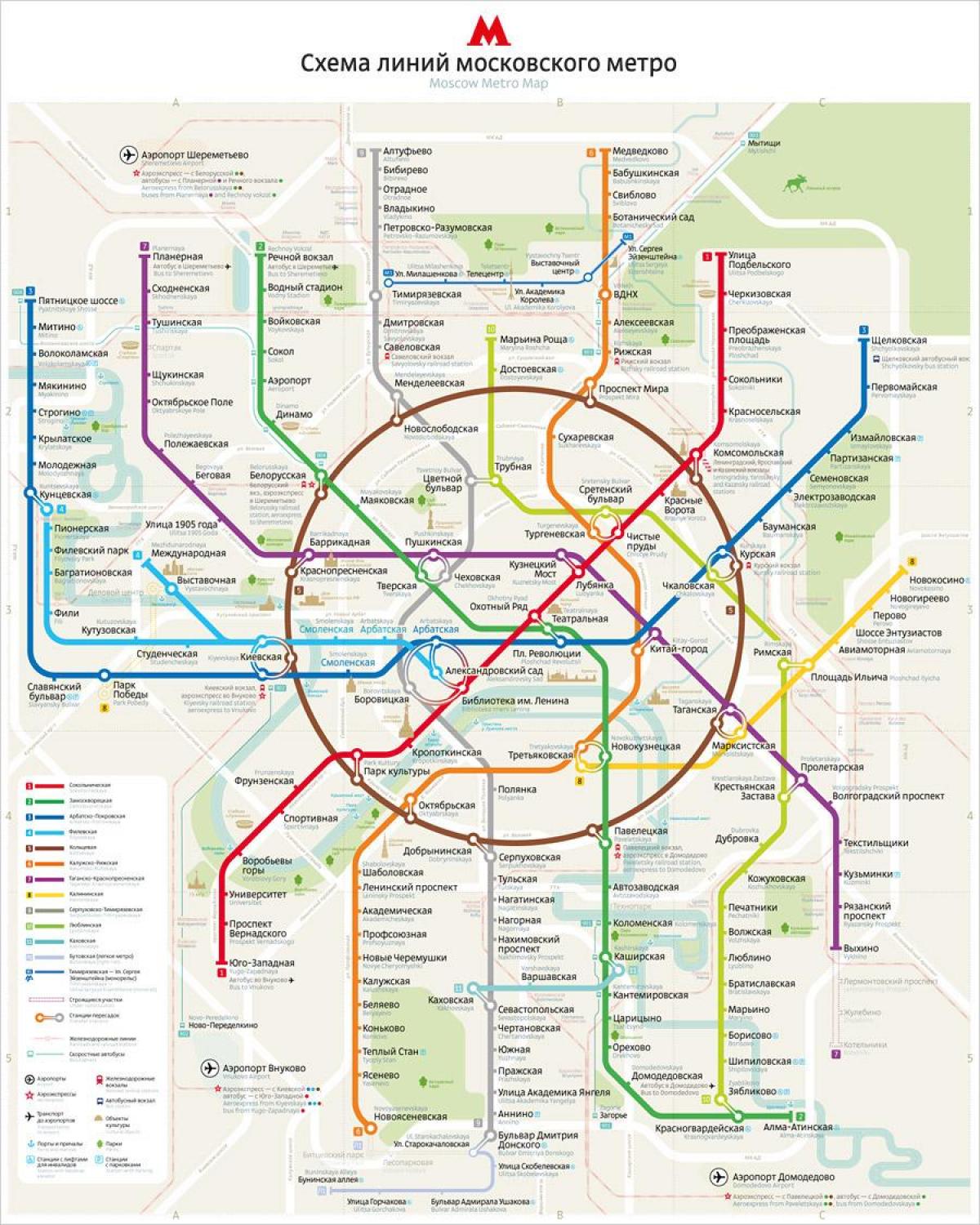 χάρτης του μετρό της Μόσχας αγγλικά και ρωσικά